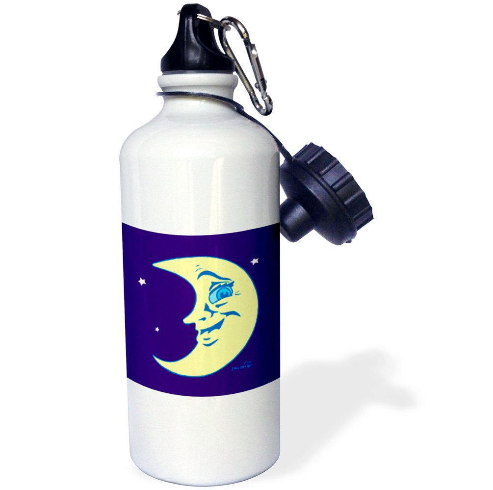 3dRose Moon Art Sports Water Bottle 21 oz White