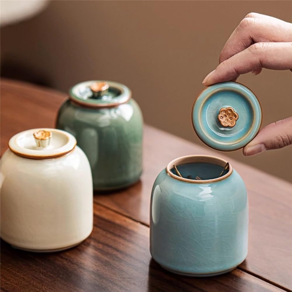 Exquisito Tarro de té horno Mihuang Ru, recipiente cerámica for almacenamiento doméstico, tarro lata con tapa sellada, exquisito mini bote