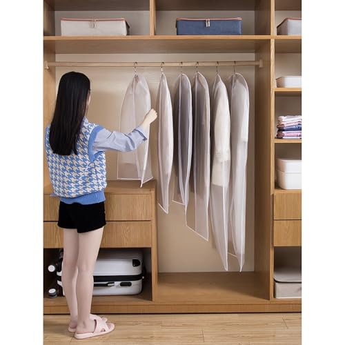 Garment Bags for Hanging Clothes Breathable Suit Bag (Set of 12) Covers with Zip PEVA Clothes Cover Bags Coat Waterproof Dress Cover Bags for Wardrobe Storage and Travel for Suits, Gowns-24'' x 40''4