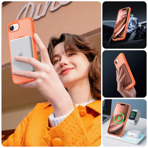 Image of TOCOL for iPhone 17e Case, Compatible with Magsafe, Military Drop Protection, Slim Translucent Matte Shockproof for iPhone 17 e Case 6.1 inch (Orange)