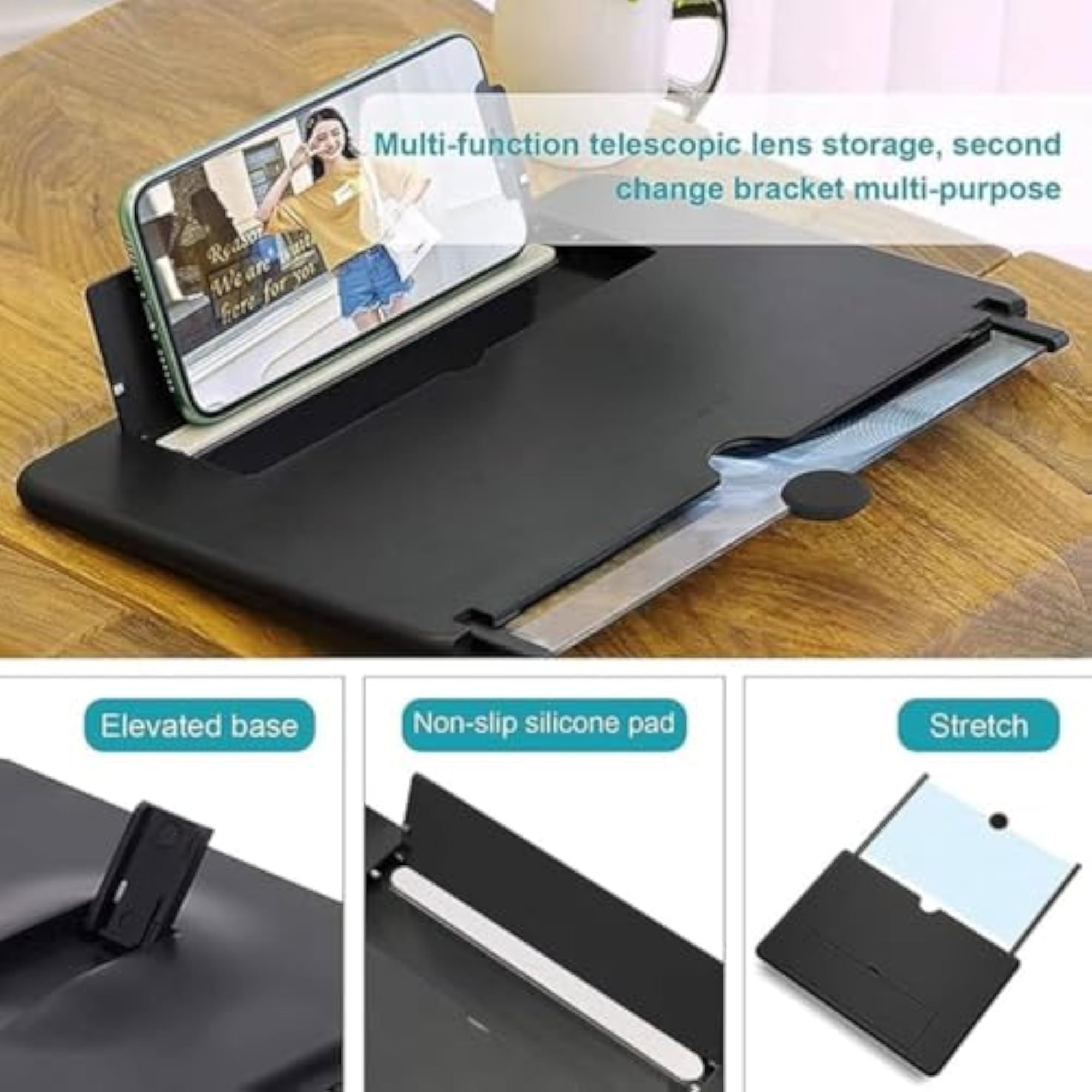 Phone Screen Magnifier 12 Inch with Adjustable Stand