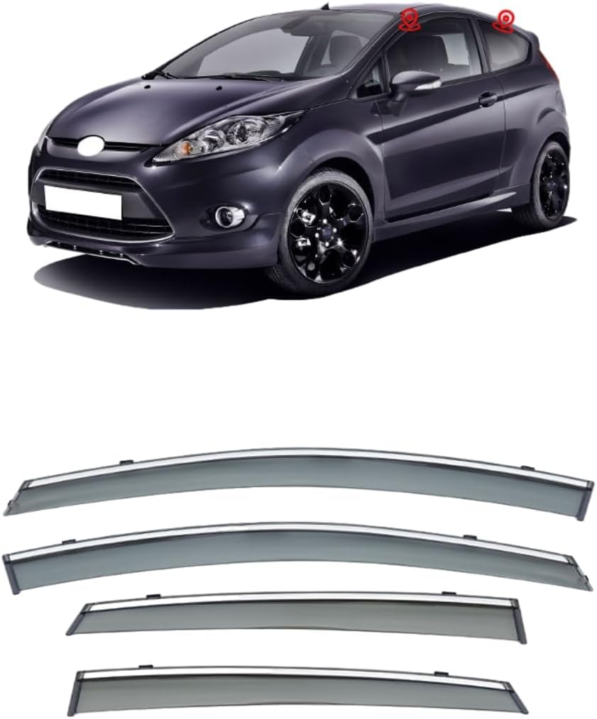 PANXUC Car Wind Deflectors for Ford Fiesta Hatchback MK6 2009-2016, Side Window Wind Rain Deflector Window Visor Sun Rain Guard Smoke Guards