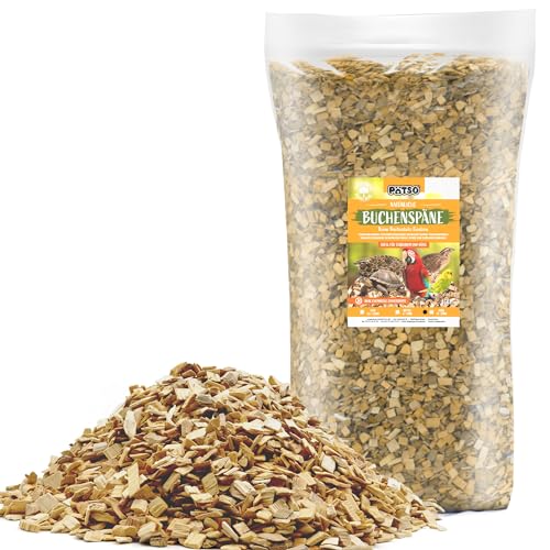 PÄTSO 15kg Buchenspäne Einstreu für Terrarium, Stall, Voliere - FEIN MITTEL GROB - Natürliche Buchenhack geeignet für Reptilien, Nager, Vögel (GROB 10,0-20,0)