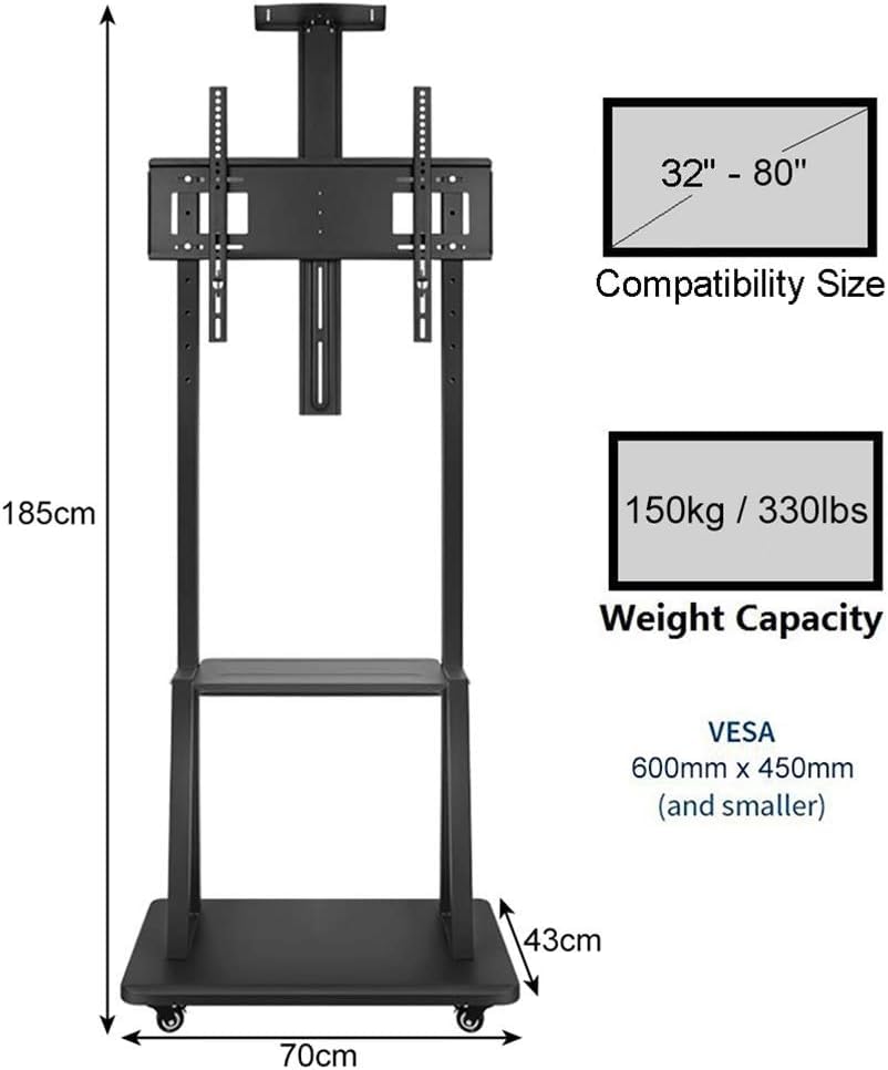 Soporte móvil para TV con ruedas y ajuste de altura miniatura 2