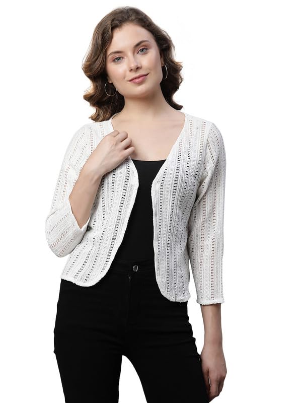 Women White Cotton Regular Lace Shrug UNSG-650-WTNWHTRG_P-image-19