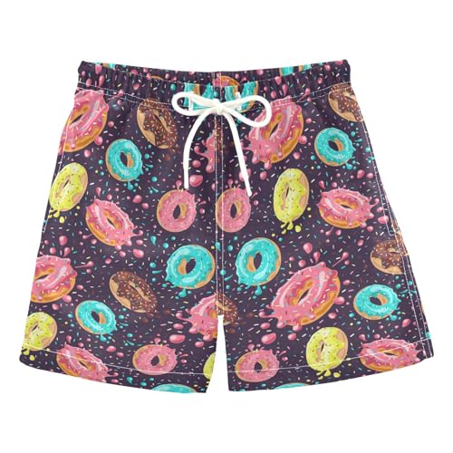 Boys Swim Trunks 2-12 Years Board Shorts Little Boys Donut Colored Glazes Quick Dry Beach Swimwear Shorts
