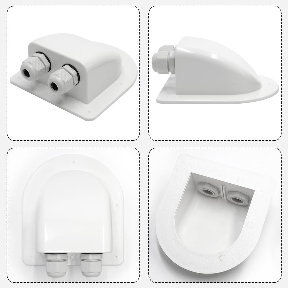 Pezzi Passacavo Solare Impermeabile IP68 Pressacavo Cavo Bianco ABS Doppio Entrata per Camper Pannello Solare