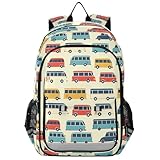 Mnsruu Bunter Busfahrzeug-Rucksack für Kinder, Jungen, Mädchen, Schultasche, Damen, Herren, Laptop-Rucksack, Reiserucksack