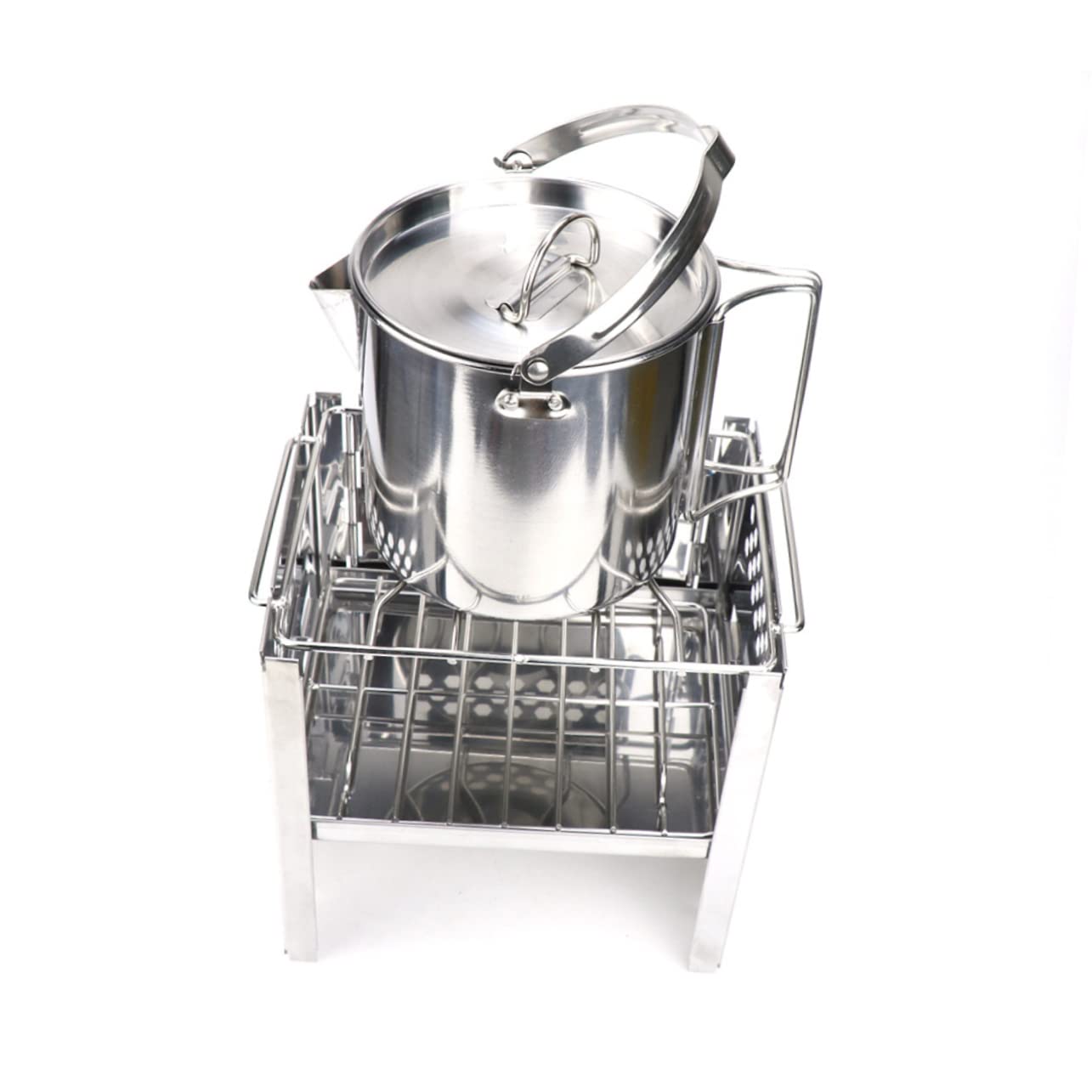 Hervidor de Agua Plegable Inoxidable para Camping y Picnic Tetera Colgante Resistente para Exteriores Utensilio de Cocina Portátil para y Senderismo