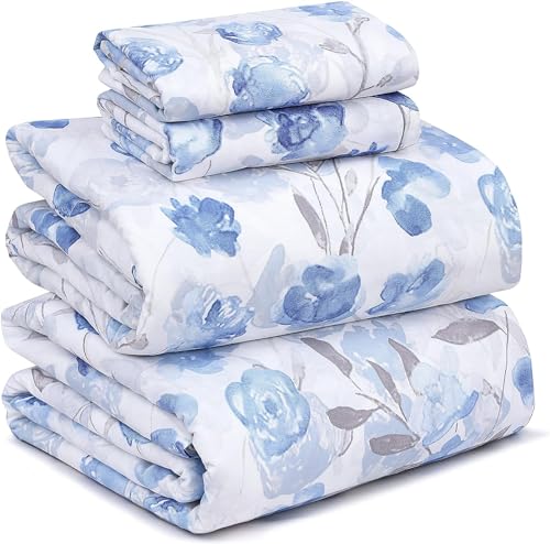RUVANTI 100% Cotton Twin XL Sheet Sets, 3 Pieces, Soft & Breathable Percale Weave Bedding, Deep Pocket 16", Hotel Standard, Crisp Cool Feel, Durable, Perfect Size Floral Sheets, Monotones