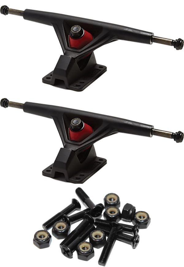 Seismic Skate Systems 180mm Aeon 30 Degree Flat Black Skateboard Reverse Kingpin Trucks with 1