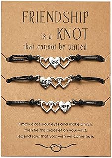 Rhdun BFF Best Friends Bracelets for 3 Friendship Bracelets Heart Distance Matching Bracelet for Women Girls Birthday Christmas Gifts