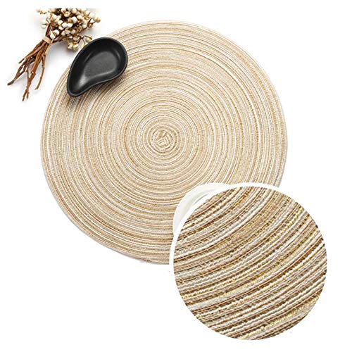 12PCs Round Woven Placemats,Table Place Mats and Coasters Sets - Non slipHeat Resistant Washable Tableware Round Dining Table Mats - Image 4