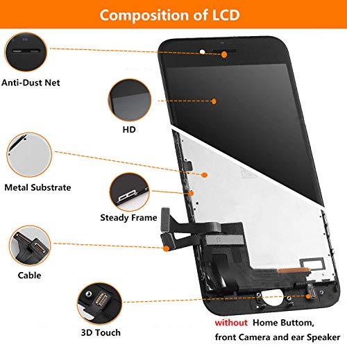 For Iphone 7 Plus Screen Replacement Black Magic Lcd Digitizer Display 3D Touch Full Frame Assembly Set Repair Tools Kit Compatible A1661 A1784 A1785 #TOP1