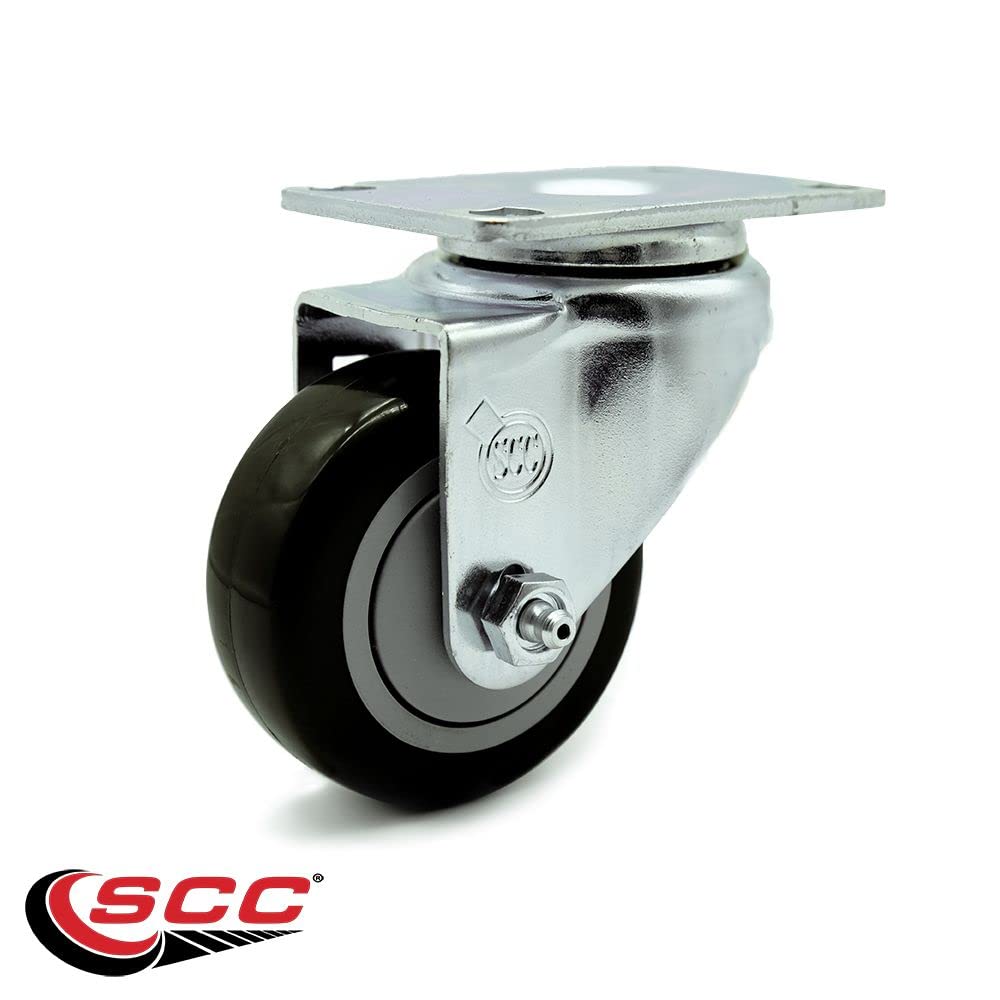3" Swivel Caster with Black Polyurethane Wheel - 300 lbs Capacity per Caster - Service Caster Brand