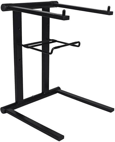 Rockville RLS2400 - Soporte plegable ligero para portátil DJ con estante adicional y bolsa de viaje, construcción de aluminio, portátil para DJs y