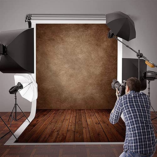 Allenjoy 5X7Ft Soft Fabric Brown Wall With Wooden Floor Photography Backdrop Newborn Baby Photoshoot Abstract Portraits Photo Background Photographer Props #TOP3