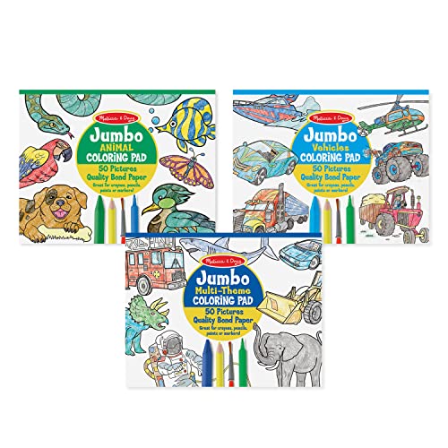 Melissa & Doug Jumbo 50-Page Kids' Coloring Pads Set - Animals, Vehicles, And More #TOP3
