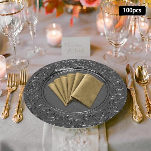 100 platos cargadores negros redondos de 13 pulgadas miniatura 4