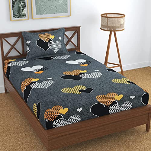 Image of Prime Collection 180 TC Cotton-Blend Single Size(90x60) Inch 1 Bedsheet with 1 Pillow Covers Single Bedsheet for Single Bed (Paris Grey)