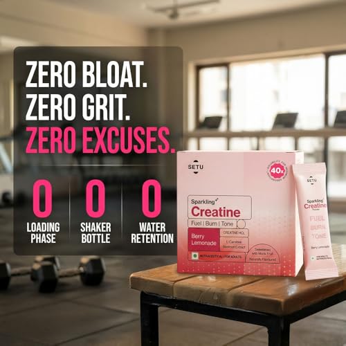 Image of Setu Sparkling Creatine HCL | Effervescent Powder | With L-Carnitine & Beetroot Extract | For Lean Muscles, Stamina & Recovery | Berry Lemonade Flavor | 25 Servings