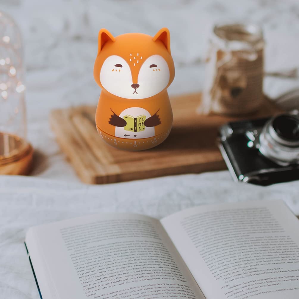Ecoodisk Timer della Cucina della Volpe, Timer di Uova sode con Animali da Cartone Animato, Timer Meccanici di Gruppo, Timer per Il Conto alla rovescia per Cucinare Gli Sport di Lettura,A