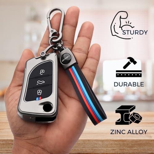 Image of KEYCEPT Metal Alloy Key Cover Compatible for KD / Xhorse, LX-B30 Universal Remote flip Key with Keychain (Long Keychain).