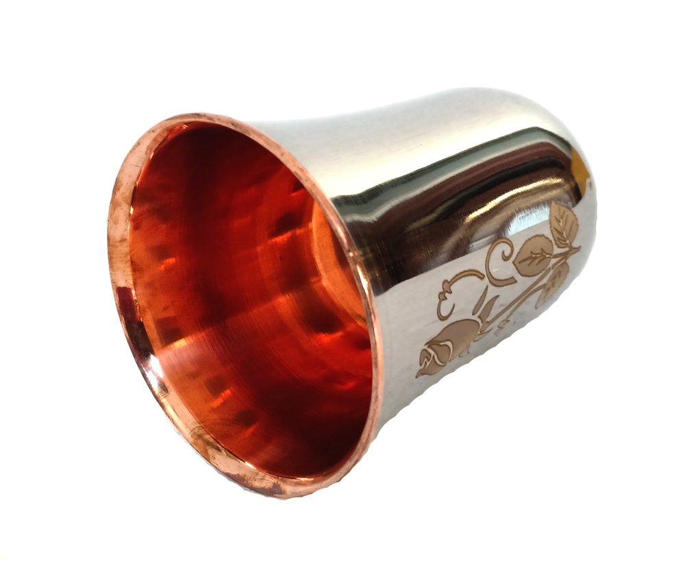 Bicchiere In Rame Puro Martellato A Mano Rastogi Handicrafts - 100% Rame, Per Acqua, Benefico Per La Salute (confezione Da 4)