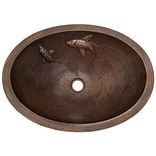 Premier-Copper-Products-LO19FKOIDB-19-Inch-Oval-Under-Counter-Hammered-Copper-Bathroom-Sink-with-Koi-Fish-Design Premier Copper Products LO19FKOIDB 19 Inch Oval Under Counter Hammered Copper Bathroom Sink with Koi Fish Design