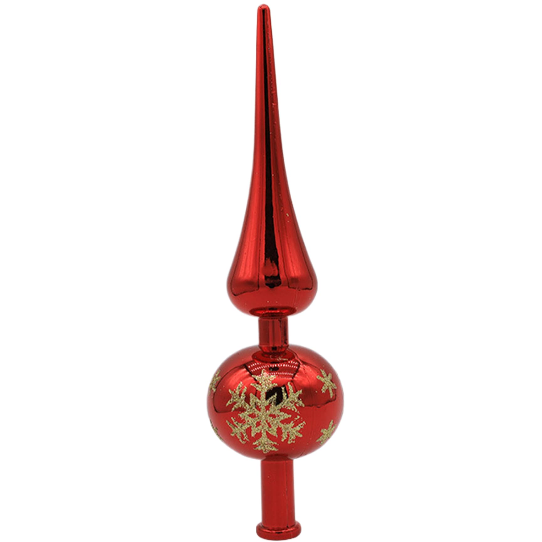 Glass Finial Tree Topper, Christmas Tree Topper Plastic Vintage Finials 9 Inch Decorative Spherical Treetop for Holiday Home Christmas Ornaments, Red