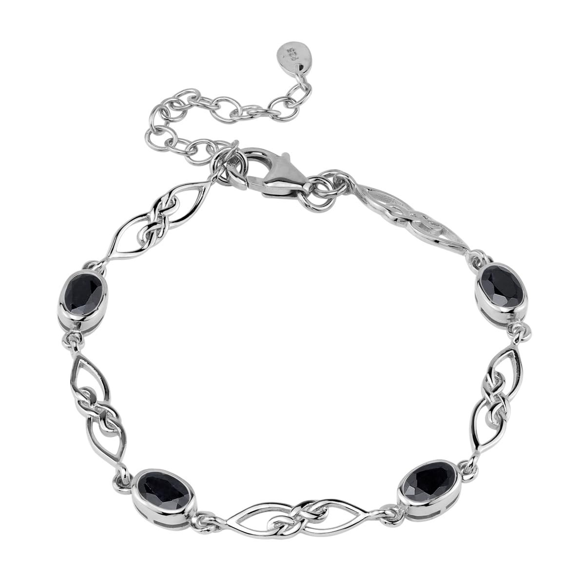 Silvershake Birthstone Gemstones White Gold Plated or Yellow Gold Plated 925 Sterling Silver Scroll/Filigree Celtic Knot Weave 7.25 to 8.75 Inch with Adjustable Extension Bracelet Jewelry for Women