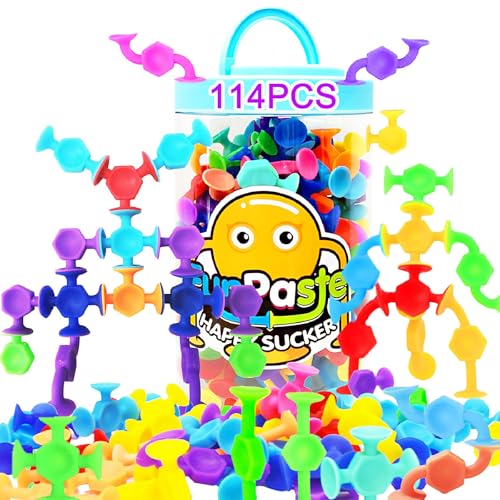 Image of CreateView 114pcs Suction Cup Toys, Bath Toys for Kids Toddlers Travel Toy - Preschool Learning Sensory Kindergarten Montessori Classroom Gift for Ages 3-8 Bathtub Window Toys for Autism ADHD