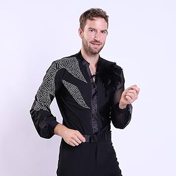 Amazon.co.jp: 男性社交ダンス衣装 競技用レオタードシャツ