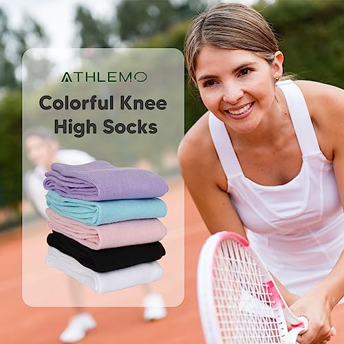 4 Pack Bamboo Lightweight Knee High Dress Socks for Women Casual Sock Breathable Tube Socks for Roller Skate2