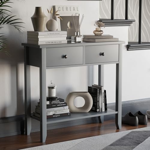 Vida Designs Windsor Table Console 2 tiroirs Gris, 2 Drawer
