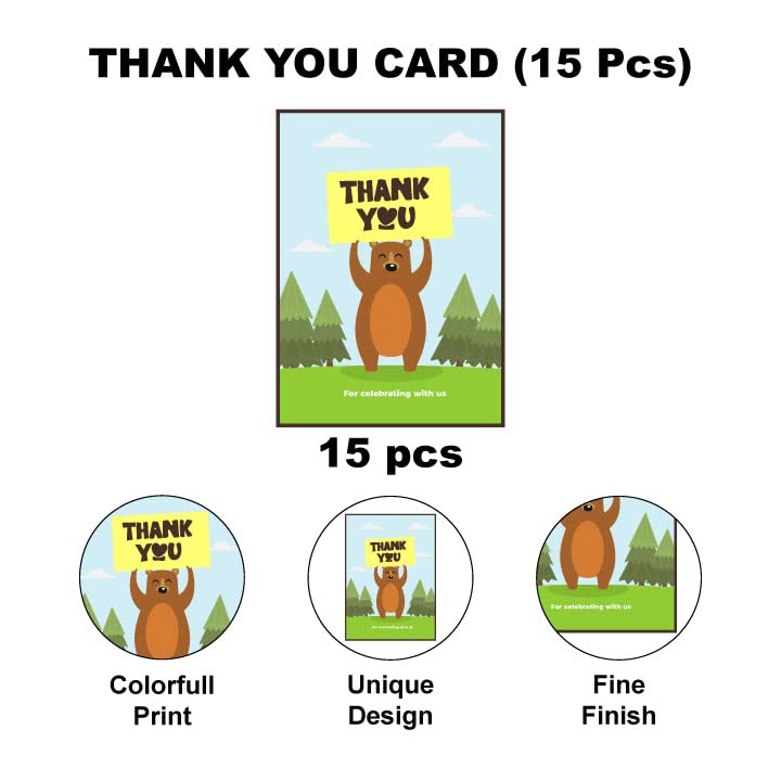 Festiko® Thank You Cards, Party Items, Birthday/Anniversary/Wedding Return Gifts, Gift Accessories (Bear theme-15 Pcs) - Image 2 thumbnail
