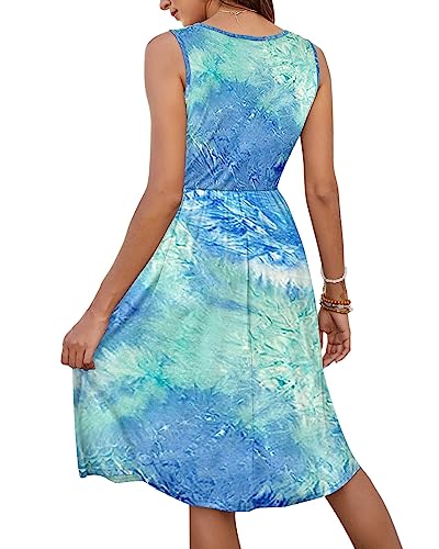 Image of MOLERANI Women Summer Dresses Sleeveless Casual Loose Swing Button Down Midi Dress with Pockets