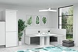 GREKPOL Eckbank Marta Küchenbank Sitzecke Kunstleder pflegeleicht (Weiß rechts, 142x196cm)