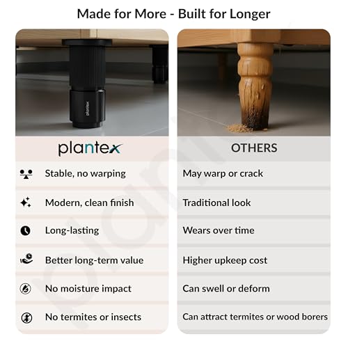 Image of Plantex 3 Inch Sofa Leg for Bed Furniture /Aluminium Sofa Leg for Table /Support Legs /Furniture Leg - Pair of 1 (2 Piece) (DTS-77, Black)