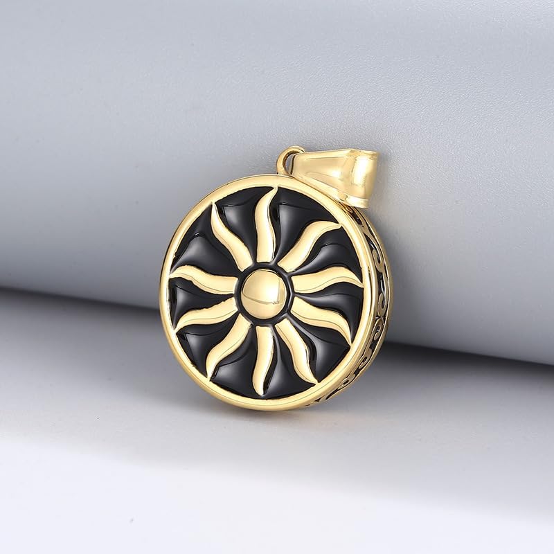 Blowin Stainless Steel Faith Sun God Apollo Pendant Necklace Punk Vintage Style Amulet, Chain 24"" (Gold), BW07P20170013