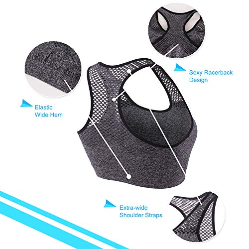 KKmoon Sutiã esportivo feminino Racerback sem fio acolchoado para ioga e ginástica top esportivo