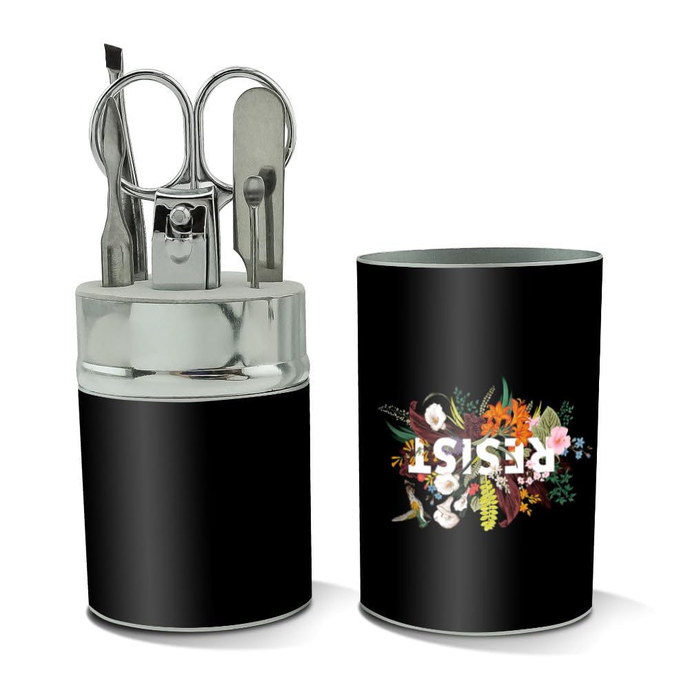 GRAPHICS & MORE Feminist Resist Flowers Stainless Steel Manicure Pedicure Grooming Beauty Care Travel Kit