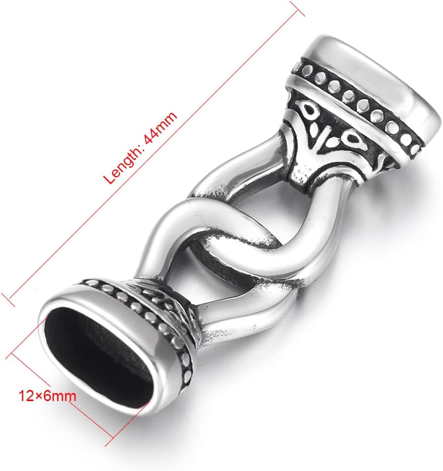 2 Pcs Inseparable Clasps Viking Stainless Steel Leather Connectors for DIY Bracelet Findings Jewelry Making Supplies (Fit Hole Size 12x6mm, Style 1) - Image 3