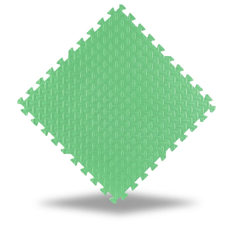 NAOR Interlock EVA Foam Floor Mat 60cmx60cmx2.5cm Exercise Puzzle Mat for kids Activity (Green)