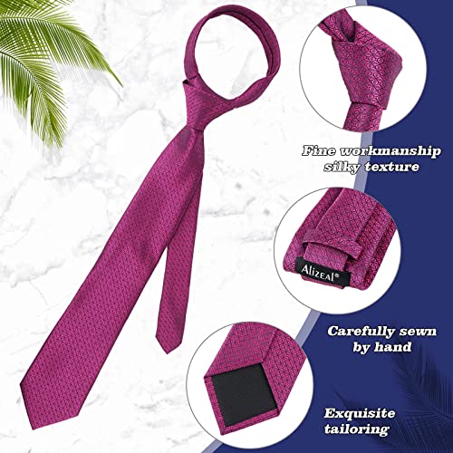 Image of Alizeal Mens Vintage Solid Plaid Tie with Pocket Square 3.15inches Necktie Set