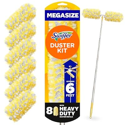 Swiffer Duster Kit with 6 ft Super Extendable Handle, Heavy Duty Starter Kit with 8 Refills