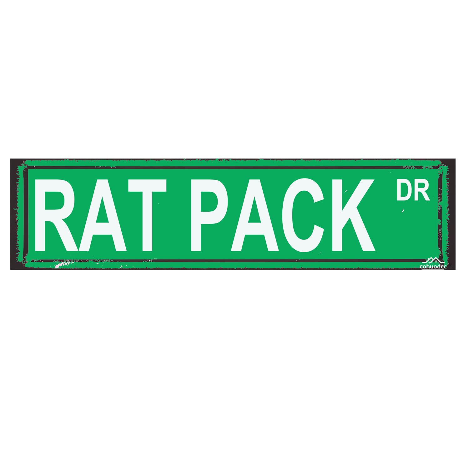 RAT PACK DR Sign Funny Street Sign Novelty Sign for Door Name Plate Plaque Home Patio Garden Bar Farm House Garage Wall Decor Metal Tin Sign Green 4x16 Inch