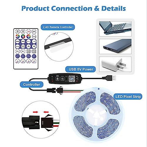 Tira LED COB RGB Bluetooth 5V 1M con Control Remoto miniatura 7