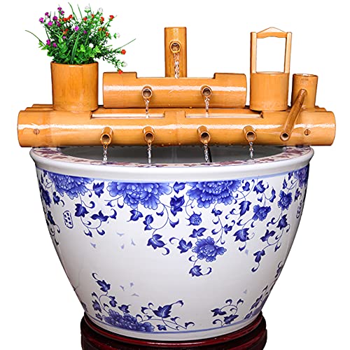 Fontana Ornamentale in bambù per Interni/Esterni con Pompa, per Balcone, Soggiorno, Giardino, Giardino, Giardino, Giardino, 60 cm