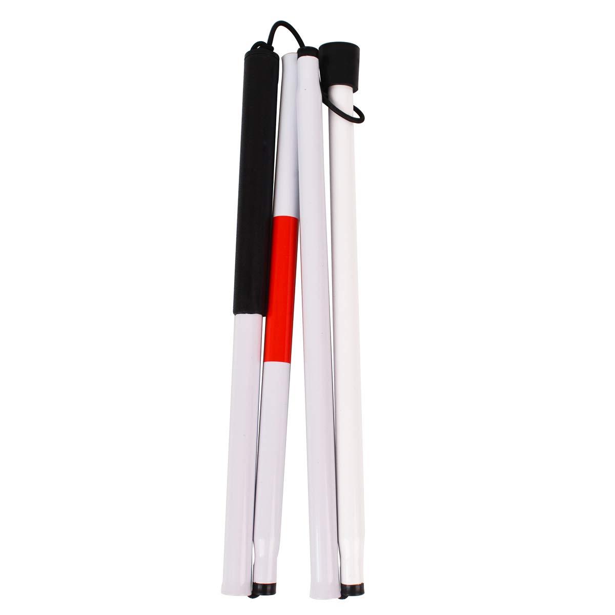 TECKE Folding Blind Can Aluminum Reflective Red Walking Stick, 48.8" Length